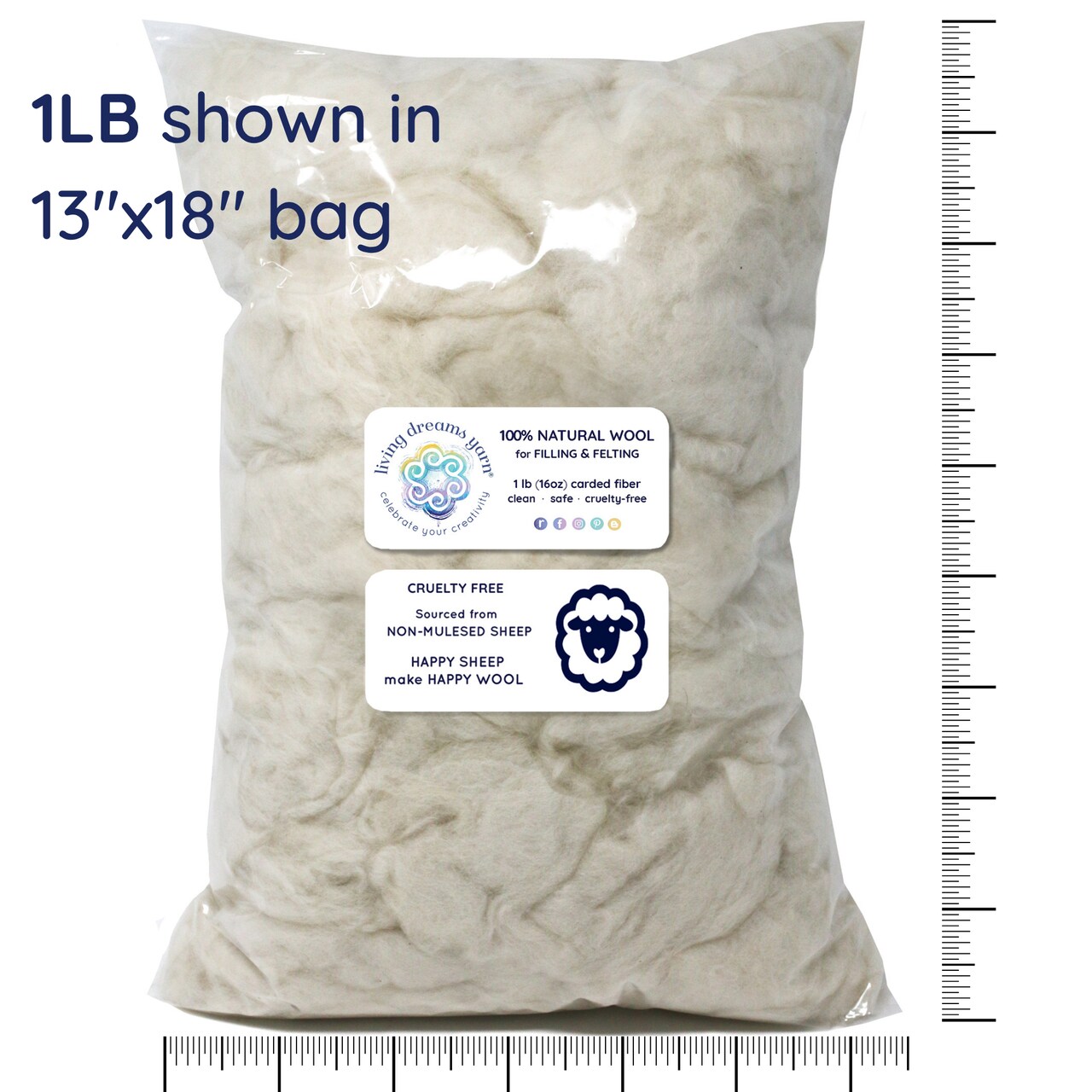 100% Core Wool for Needle Felting, Premium Fiber Fill for Toys and Pillows